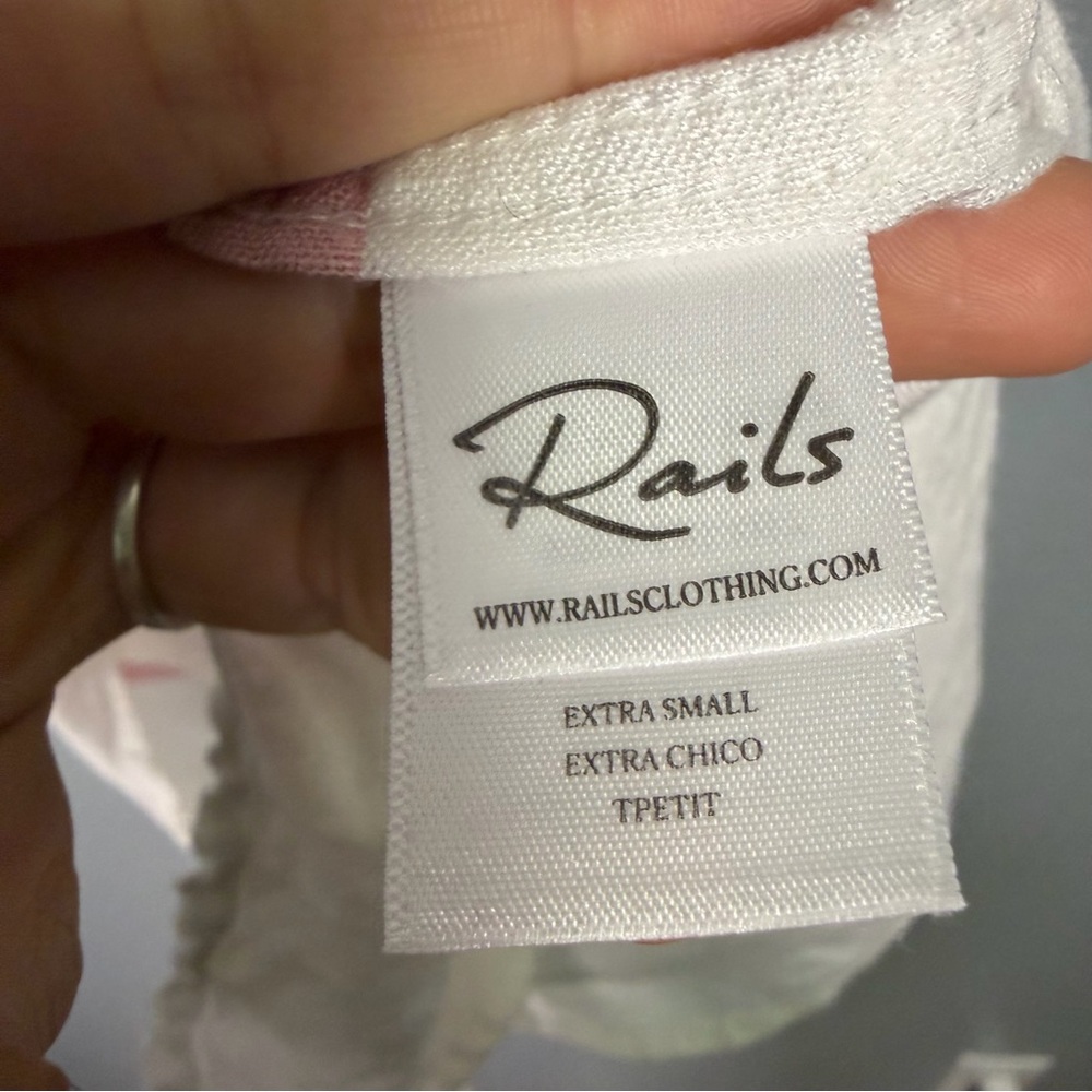 Rails White and Pink Lace-Up Blouse linen/rayon XS - Picture 5 of 6